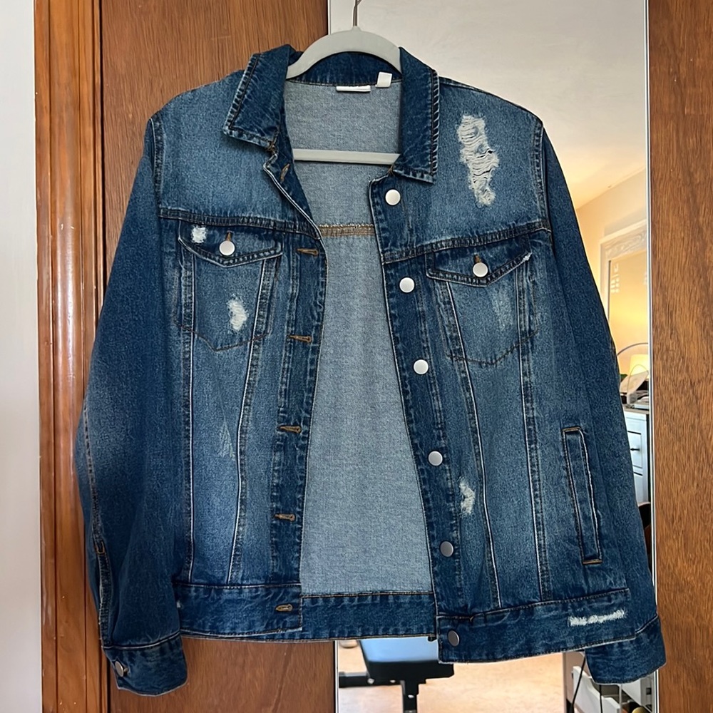 BP oversized distressed denim jacket. Size S.